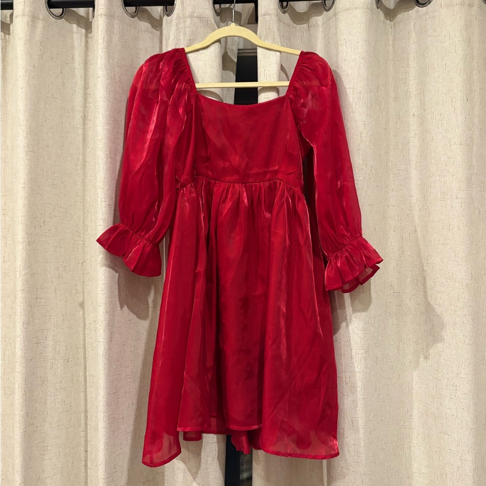 Entro Vibrant Red Satin Dress